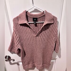 Men’s Beige H&M V-Neck Ribbed Sweater Size -Medium